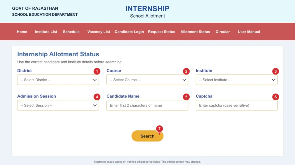 shala darpan internship allotment status