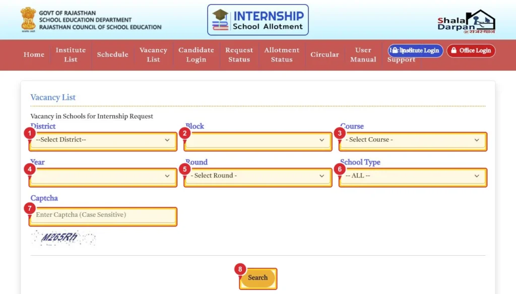 shala darpan internship vacancy list