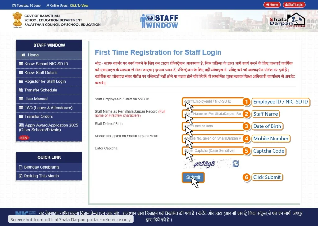 staff registration steps